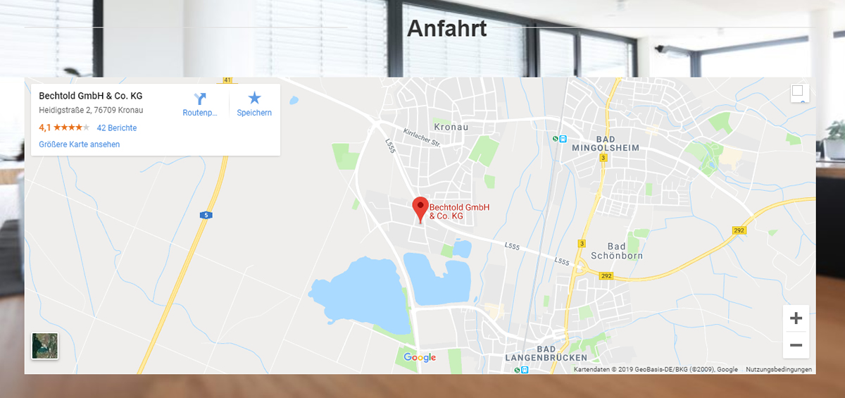 Anfahrt Bechtold Fensterbau, Haustüren und Terrassenüberdachungen Anbieter 